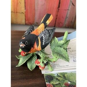 Lenox Garden Bird Baltimore Oriole Porcelain Figurine Hand Painted 1990
